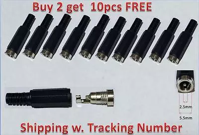 10 Pack 2.5mm X 5.5mm Female DC Power Plug Connectors For CCTV Security Camera • $8