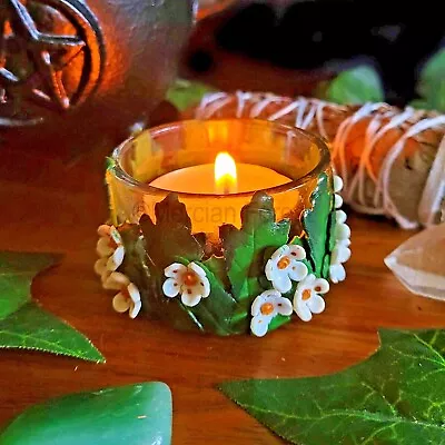 Pagan Altar Candle Beltane Altar Decoration May Flower Pagan Wiccan Tealight • £22