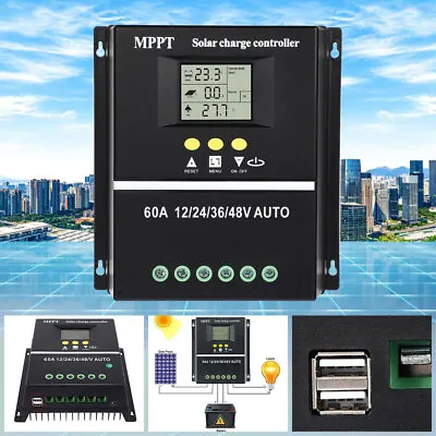 100A MPPT Solar PV Regulators 12V 24V 36V 48V Solar Charge Controller LCD 4000W • £30.69