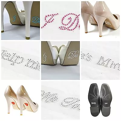 Self Adhesive Diamante Wedding Shoe Crystal Gems Bride Groom Sticker • £1.56