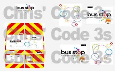 Code 3 Adhesive Vinyl Decal Suit Oxford Diecast 1/76 Van - Bus Stop Maintenance • £7