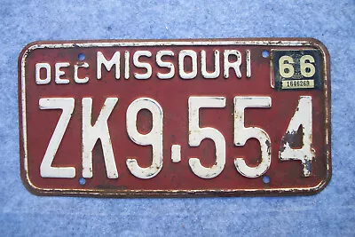 1962 Base Missouri License Plate Original Paint Sticker 1966 # Zk9-554 • $25.95