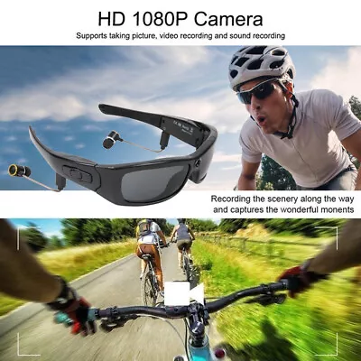 HD1080P Mini Bluetooth Wearable Mobile Cam Video Earphone Cycling Sunglasses Lot • $12.34