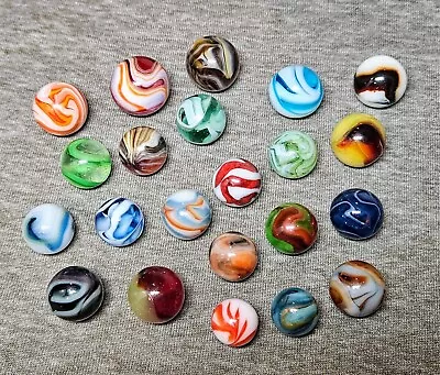 Vintage Marbles - C.A.C. AKRO OXBLOOD MULTICOLOR SWIRLS SLAGS Lot • $22.03