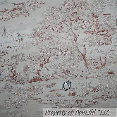 BonEful Fabric FQ Cotton Quilt VTG Antique Brown Tan Flower Toile Central Park L • $5.07