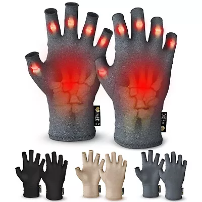 Compression Gloves Anti Arthritis Fingerless Pain Support Hand Relief Rheumatoid • £7.45