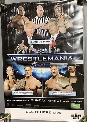 4/1/07 WWE WrestleMania 23 Poster -39 X 27 - John Cena Shawn Michaels Undertaker • $99.99