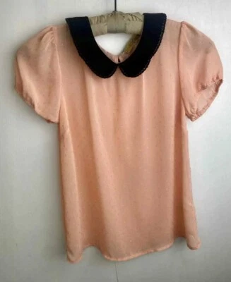 $20 • Buy Princess Vera Wang Sheer Blouse Peter Pan Collar Lace Trim Women’s Size Small