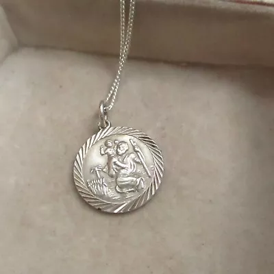 Lovely Vintage Silver Saint Christopher Travellers Talisman & Chain • £21.99