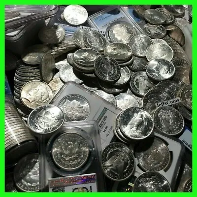 ✯ Mixed Date ✯ Uncirculated Bu Morgan/peace Silver Dollars ✯ From Bank Roll Bag • $95.50