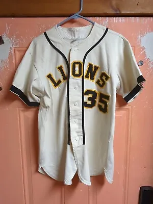 Vintage Baseball Jersey Lions #35 High School Minor League 70s 80s Size Large • $25.49
