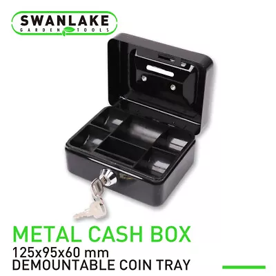 Metal Cash Box Security Safe With Money Tray Key Lock Small Gun Jewelry Storage • $13.99