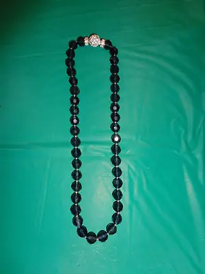 Nolan Miller Blue Crystal Glass Beaded Rhinestone Necklace W/Reversible Clasp • $12.99