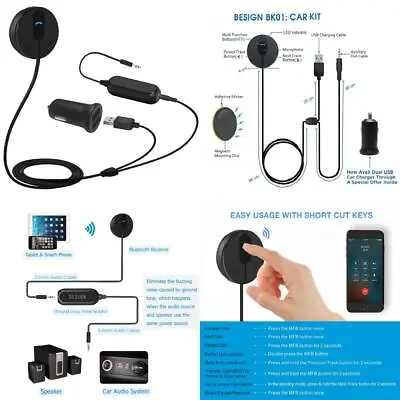 Besign BK01 Bluetooth 4.1 Car Kit Hands-Free Black With Noise Isolator  • $44.61