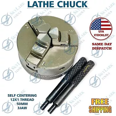 Mini Lathe Chuck 50mm 3 Jaw Self Centering Mounting Unimat Thread M12x1.0 • $88.88