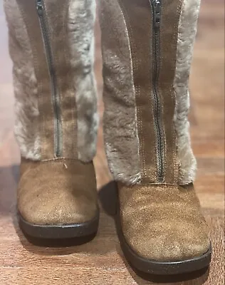 Quoddy Moccasins 1960 Woman Shearling And Leather Wedge Zipper Boots  Size 8 • £36.64