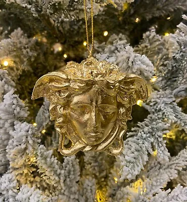 Gold Leaf Versace Style Medusa Large 5 Inch Ornament Christmas Luxury Home Decor • $29.95