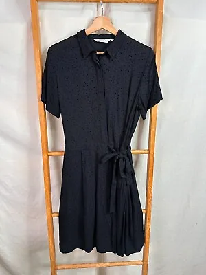 Stockholm Atelier & Other Stories Dress Womens US 8 Black Polka Dot Short Sleeve • $39.95