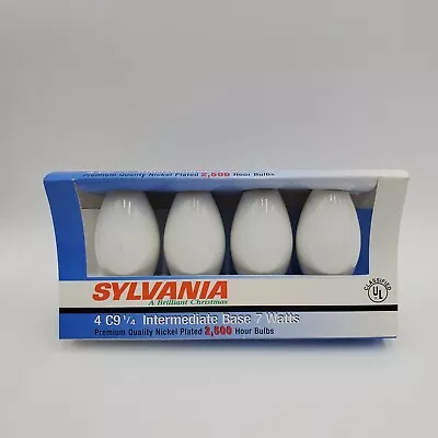 4 Vintage Sylvania C9 1/4 Intermediate Base 7 Watt Bulbs WHITE Christmas Decor  • $9.99