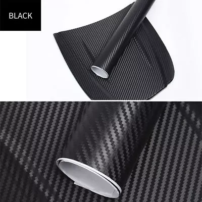 Black Carbon Fiber Vinyl Car Auto 3D 4D Matte Wrap Sheet Roll Film Sticker Decal • $21.43