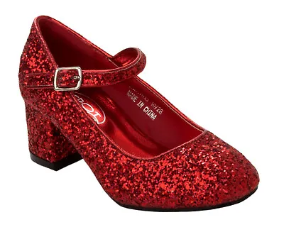 Girls Red Glitter Mary Jane Shoes Party Fancy Dress Dolly Shoes Uk Size 10-2 • £21.95