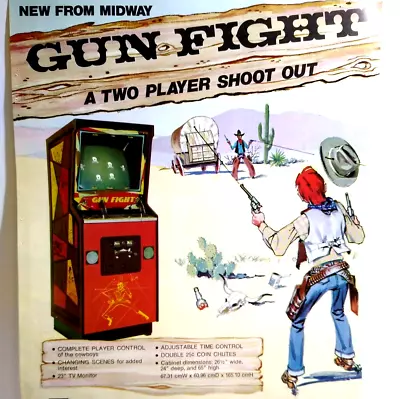 Gun Fight Arcade Flyer Original Vintage Retro Video Game Western Cowboy Coach • $11.05