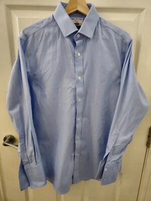 £14.99 • Buy TM Lewin John Francomb Fitted Shirt 16  33” Blue French Cuff Button Up