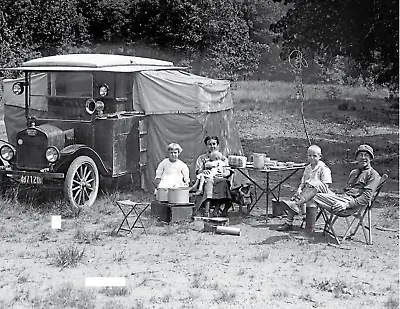 1923 Family Vacation Car Camping Vintage Old Photo 8.5  X 11  Reprint • $13