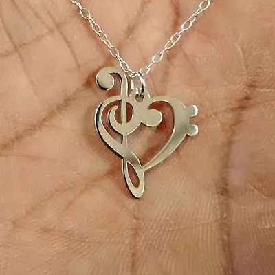 Music Note Necklace - Sterling Silver Jewelry - Gold - RoseGold - Engrave Treble • $29