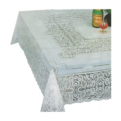 $13 • Buy Rectangle White Battenburg Closed Lace Plastic Vinyl Tablecloth 54 X 72 Inch NEW
