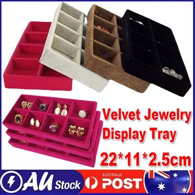 Velvet Earrings Ring Bracelet Tray Storage Box Jewelry Display Drawer Organizer • $7.89