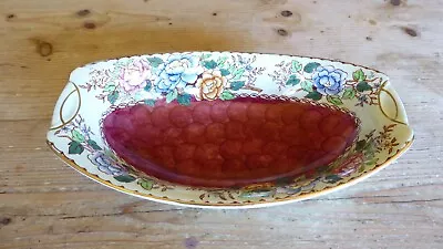 Vintage Maling C1955 - Peony Rose Red Lustre 11 X 6.25  Dish Pattern 6573 • £7