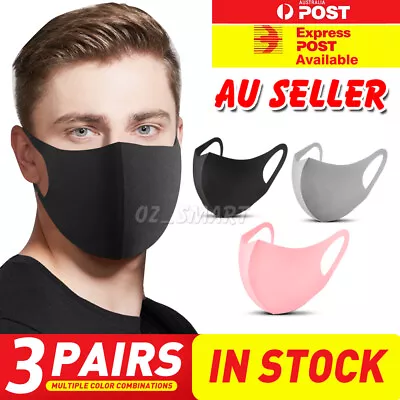 3X Washable Face Mask Unisex Black Fashion Mouth Cover Protective Masks Reusable • $5.95