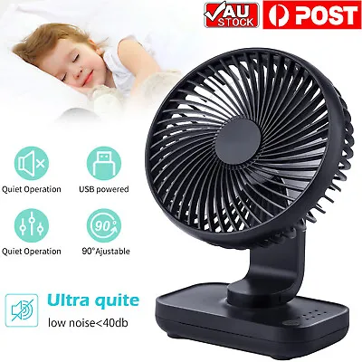 $22.92 • Buy Portable Mini USB Rechargeable Desk Fan Quiet Cooler Small Table Cooling 4 Speed