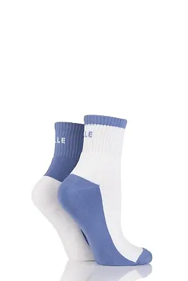£8.99 • Buy Elle Ladies Sports And Gym Cushioned Cotton Ankle Socks In A Multipack Of 2