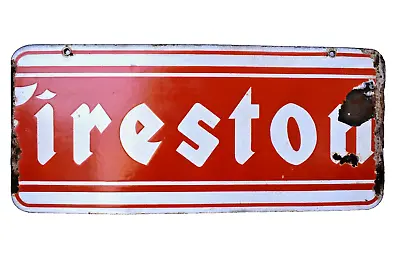 Vintage Firestone Tyre Tires Porcelain Enamel Sign Advertising Double Sided Old • $393.56