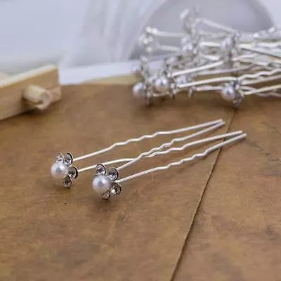 20PCS Pearl Hair Pins Flower Diamante Crystal Clips Wedding Bridal Prom O6L5 • $6.84