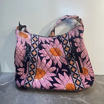 VERA BRADLEY Lisa B Hobo Shoulder Bag In Loves Me Pink & Navy Blue • $15