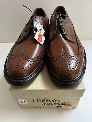 Vintage Florsheim Imperial V Cleat 5 Nail Longwing Wingtips 10 A New In Box • $385
