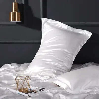 Mulberry Pure Silk Pillowcase Anti-wrinkle Bed Soft Pillow Cases Covers Hot UK • £9.89