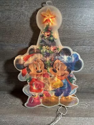 Rare Disney Mickey Minnie Christmas Light Up In/ Outdoor Window Decor 2 Sided 18 • $42