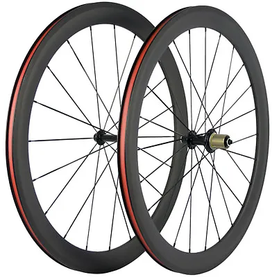 50mm Carbon Bicycle Wheels 700C Front/Rear Clincher Wheelset Cycle 3K Matte 23mm • $370.61