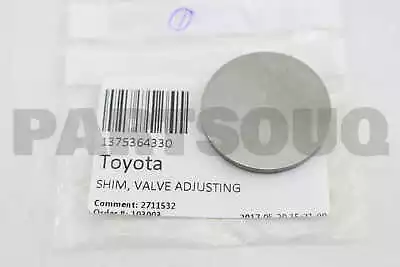 1375364330 Genuine Toyota SHIM VALVE ADJUSTING 13753-64330 • $6.57