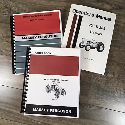 Set Massey Ferguson Mf 203 Tractor Service Manual Parts Catalog Operators Repair • $89.97