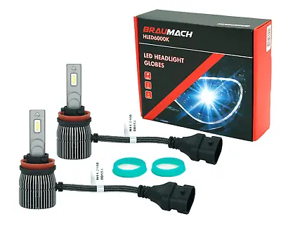 BRAUMACH 6000K LED Headlight Bulbs Globes H11 For Volvo V50 T5 Wagon 2007-2010 • $59.75