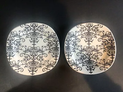 2 Pottery Barn Versailles Salad / Dessert Plates 7.25” Black Chandelier Lace • $12.99