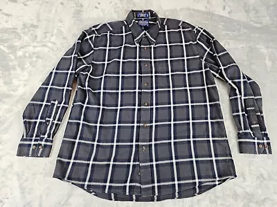 Pendleton Plaid Style Long Sleeve Flannel Shirt Size XL Mens Navy With White • $25