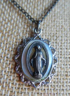 Antique Marked Sterling Silver O Mary Conceived Without Sin Necklace Pendant • $9.95