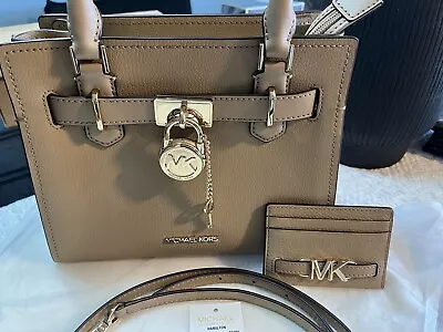 Michael Kors Hamilton Women Small Leather Satchel Handbag Crossbody Bag In Camel • $111.63