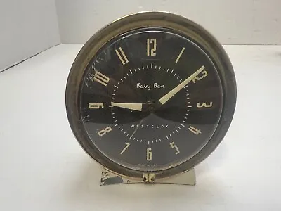 Vintage Art Deco Westclox ~ Black Dial Baby Ben ~ Wind Up Alarm Clock • $21.97